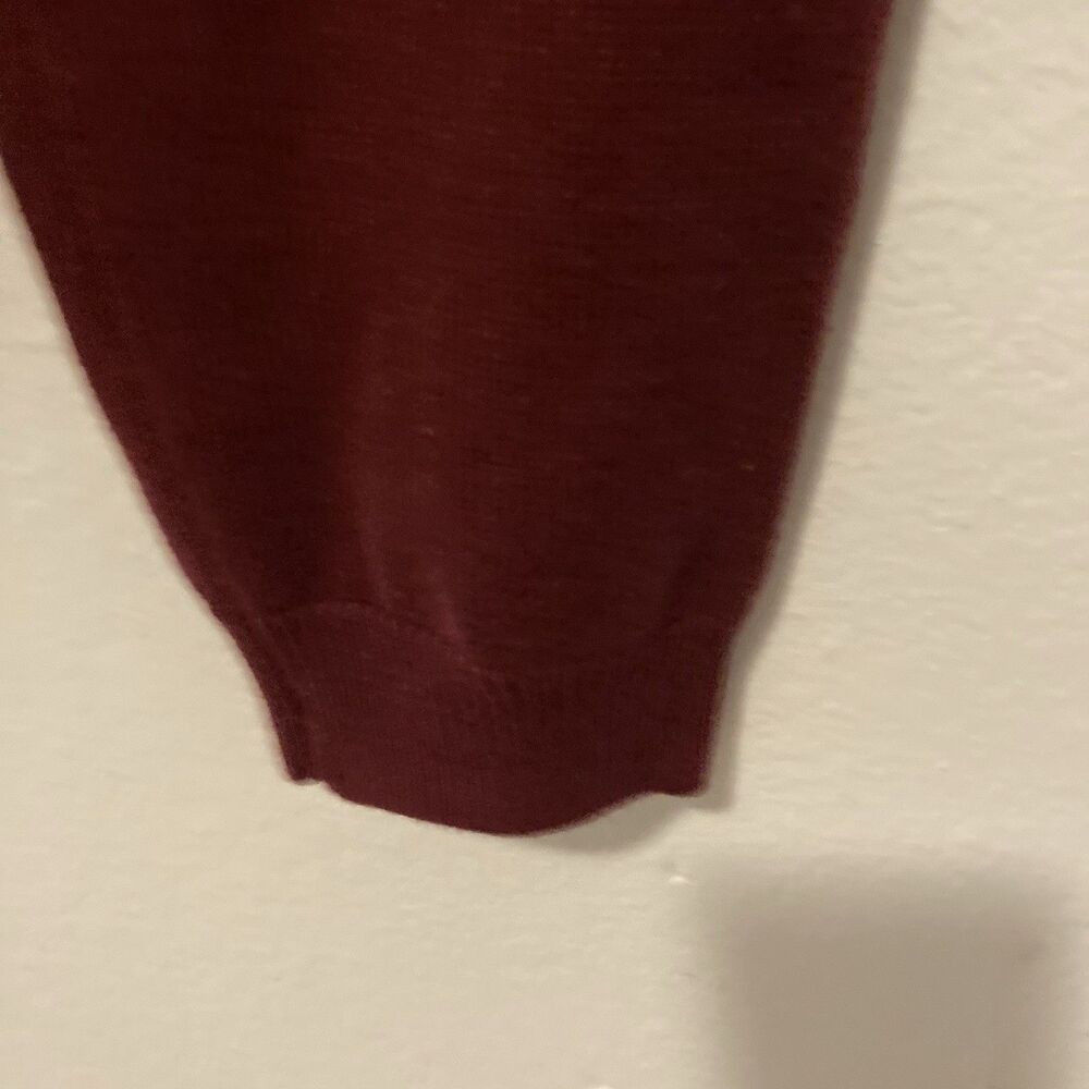 CALVIN KLEIN maroon striped v-neck long sleeve pullover sweater M - Picture 6 of 9